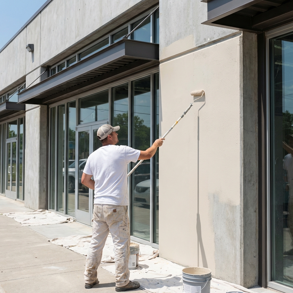 Pintura comercial fachada de prédio
